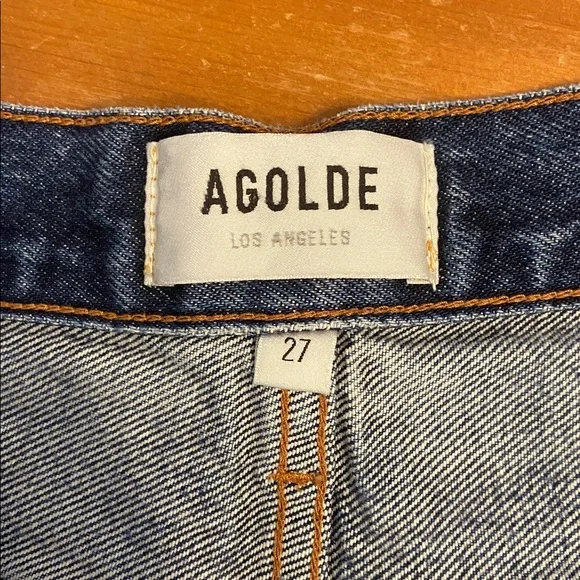 AGOLDE Medium Blue Wash Parker Vintage Cut Off Distressed Denim Shorts Size 27 - Picture 4 of 6